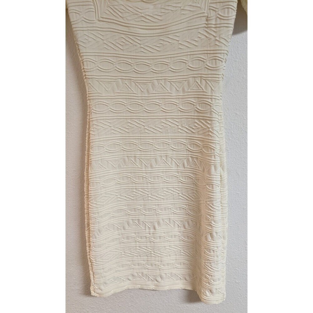 iKiTo Ivory Stretch Bodycon Short Sleeve Square Neck Dress Made In France 40/8 - Picture 6 of 8